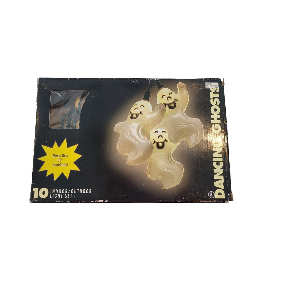 Dancing Ghosts & Skeleton Lights White Vintage Halloween Indoor Outdoor  1998